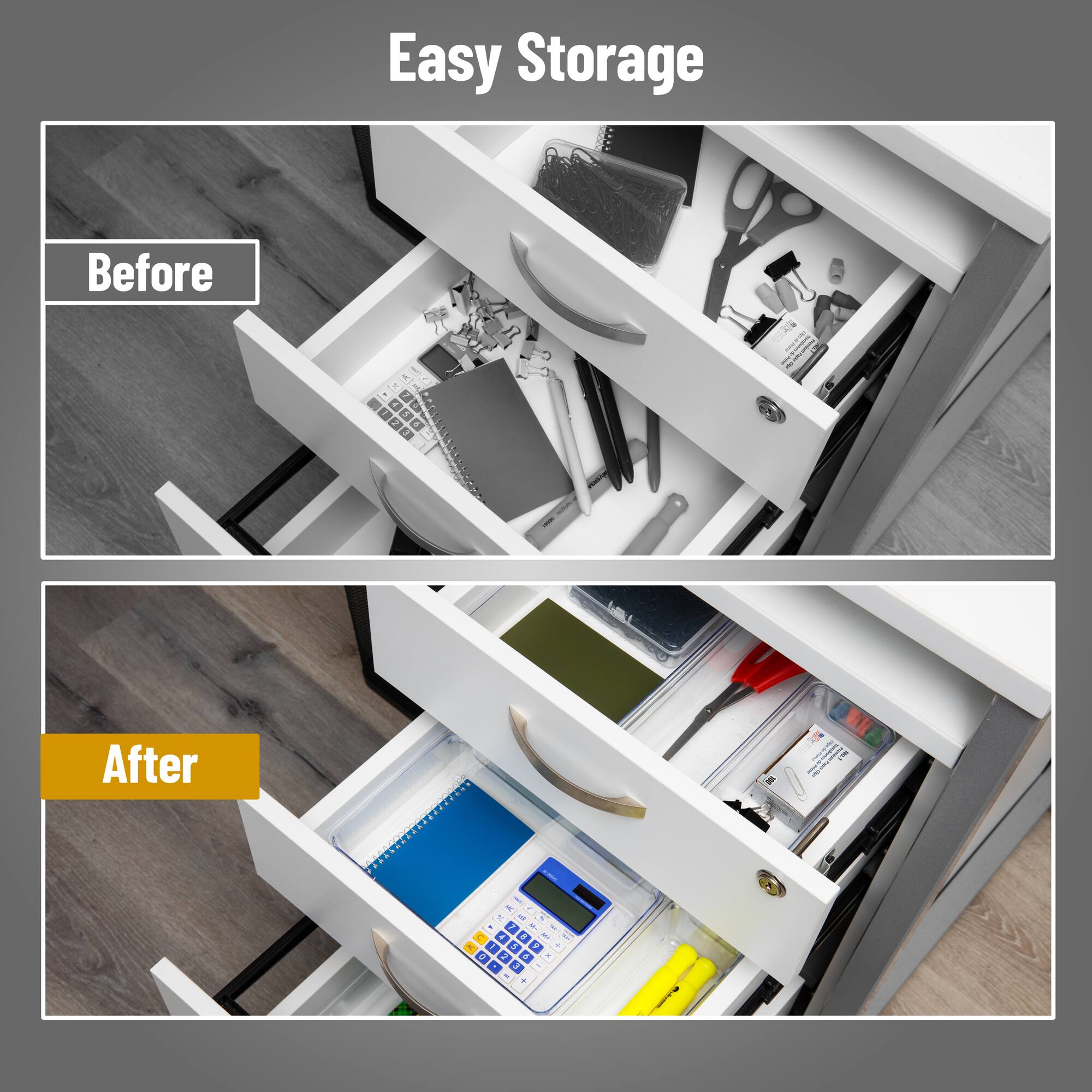 Mind Reader 25-Piece Drawer Organizer Set, Storage Trays, Clear